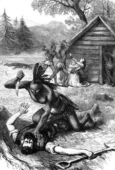 Massacre of settlers by Native Americans, c17th century (c1880)