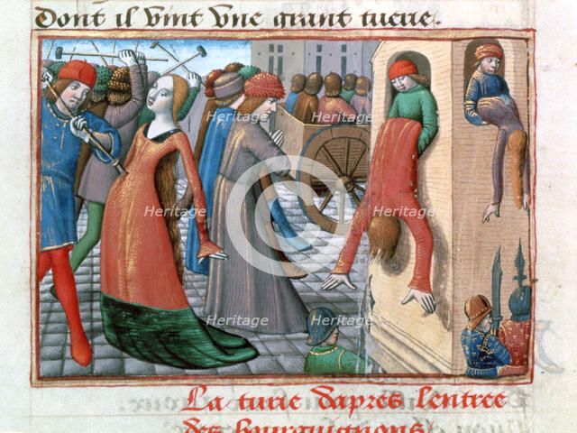 Massacre of the Armagnacs by the Bourguignons, Paris, 1418, (1484). Artist: Unknown