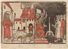 Massacre of the Firstborn and Egyptian Darkness, c. 1490. Creator: Unknown