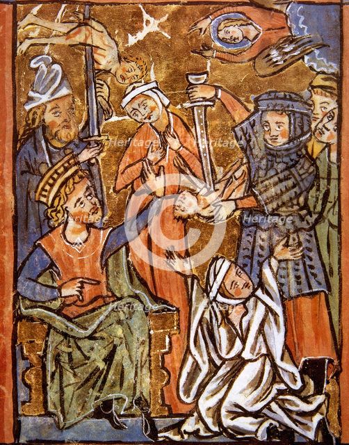 Massacre of the Innocents - Herod the Great sitiing on his throne, miniature psalter, 15th century. Creator: Unknown.