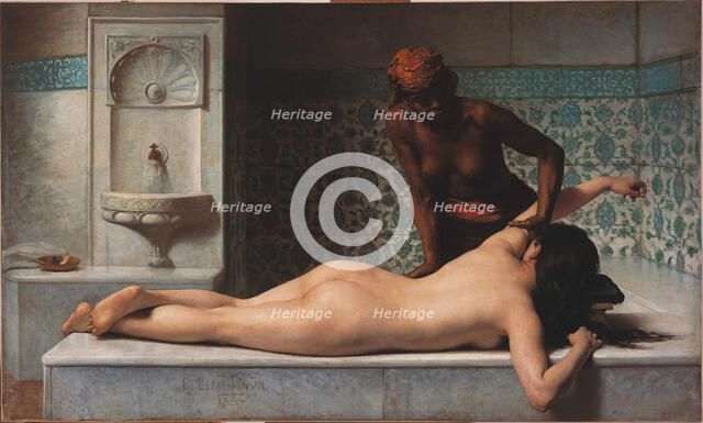 Massage, hammam scene, 1883. Creator: Debat-Ponsan, Édouard (1847-1913).