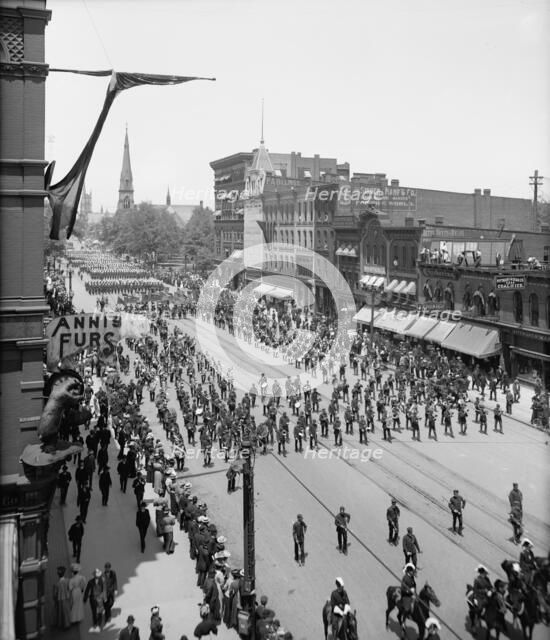 Massed formation, state encampment, Michigan K.T. [Knights Templar], between 1900 and 1910. Creator: Unknown.
