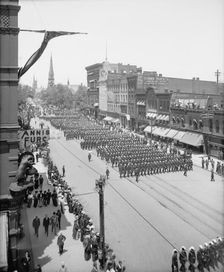 Massed formation, state encampment, Michigan K.T. [Knights Templar], between 1900 and 1910. Creator: Unknown