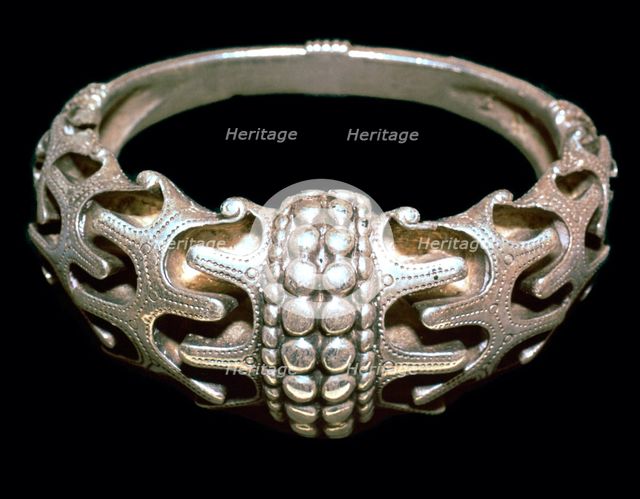 Massive silver Viking bracelet, 10th century. Artist: Unknown