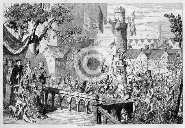 Masque in the palace garden of the Tower of London, 1840.Artist: George Cruikshank