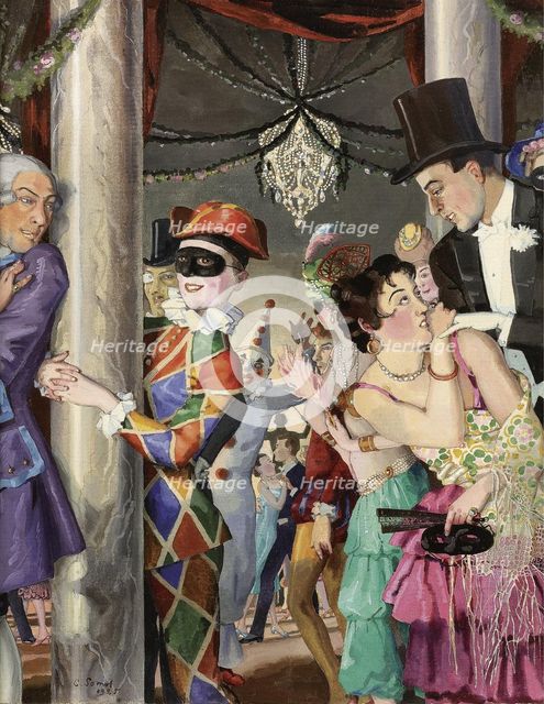 Masquerade, 1924. Artist: Somov, Konstantin Andreyevich (1869-1939)