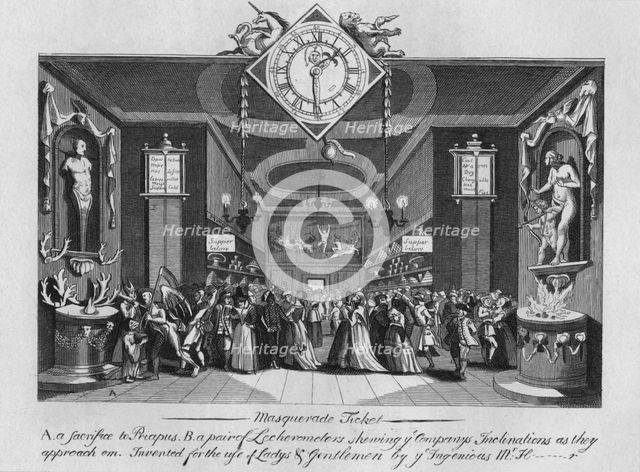 'Masquerade Ticket', 1727, (1827). Creator: Unknown.