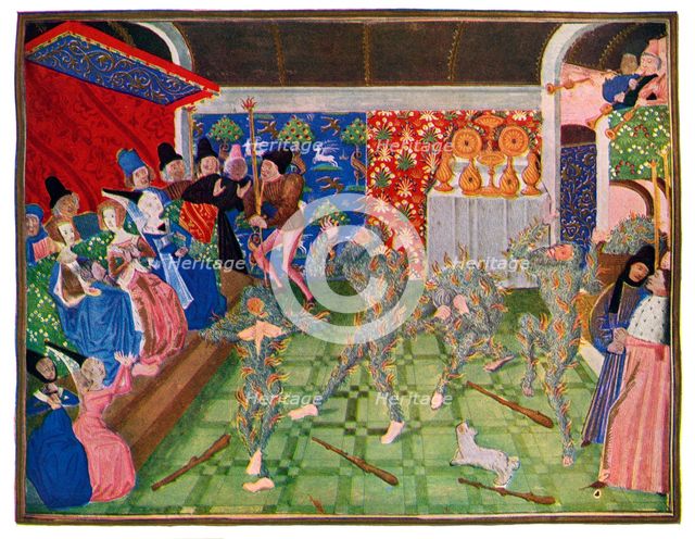 Masquerade at the French court, 1393, (1470-1475).Artist: Master of the Harley Froissart