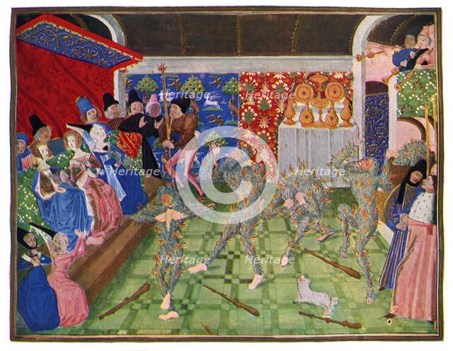 Masquerade at the French court, 1393, (1470-1475).Artist: Master of the Harley Froissart