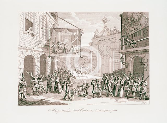 'Masquerades and Operas. Burlington Gate', 18th century. Creator: Unknown.