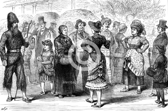 Masquerading market folk at the opening of the Southport Market-Hall, 1881. Creator: W. P..