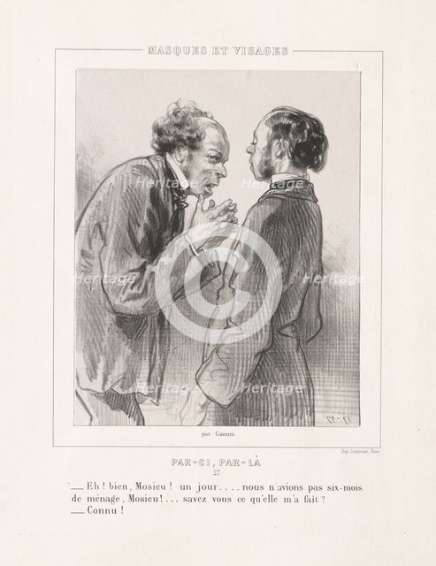 Masques et Visages: Par-ci, Par-la, 1850s. Creator: Paul Gavarni (French, 1804-1866).