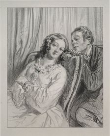 Masques et visages: Par-ci, par-la: Mame Beauminet, ta majeste..., 1857-58. Creator: Paul Gavarni (French, 1804-1866)