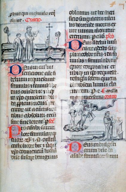 Mass for the buried in a graveyard, and anniversary mass for souls of the dead, 14th century. Artist: Unknown
