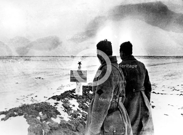 Mass grave of Russian soldiers, Stalingrad front, Russia, January 1943. Artist: Unknown