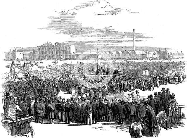 Mass meeting of Chartists on Kennington Common, London, 10 April 1848. Artist: Unknown
