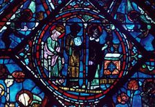 Mass of St Giles, stained glass, Chartres Cathedral, France, 1194-1260