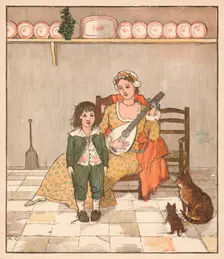 Master Bill Primrose preparing to sing the story c1879. Creator: Randolph Caldecott