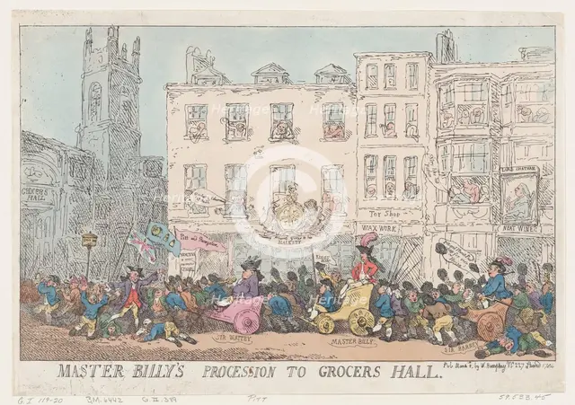 Master Billy's Procession to Grocers Hall, March 8, 1784., March 8, 1784. Creator: Thomas Rowlandson.