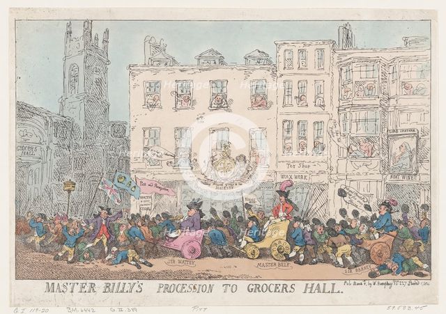 Master Billy's Procession to Grocers Hall, March 8, 1784., March 8, 1784. Creator: Thomas Rowlandson.