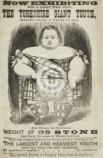 Master Smith, The Yorkshire Giant Youth, at the Agricultural Hall in Islington, 1873.  Creator: Unknown.