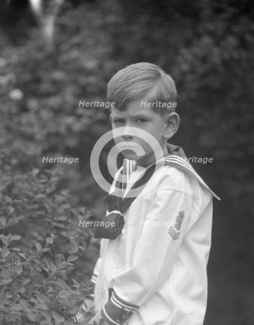 McCormick, Medill, child of, standing outdoors, 1923 May 21. Creator: Arnold Genthe.
