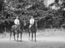 McCulloch, Mrs., and daughter, on horseback, 1929 June 13. Creator: Arnold Genthe