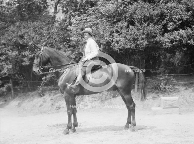 McCulloch, Mrs., on horseback, 1929 June 13. Creator: Arnold Genthe.