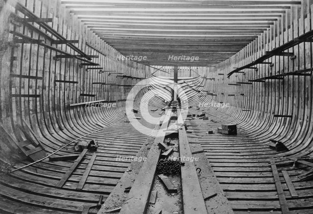 McEachern Yard, Astoria, interior wooden ship, between c1915 and c1920. Creator: Bain News Service.