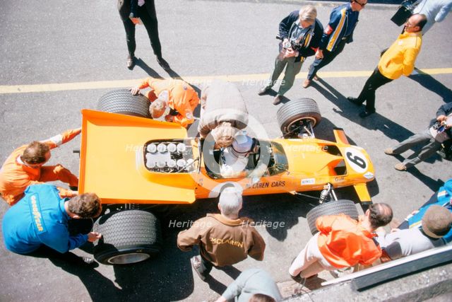 McLaren M74, Bruce McLaren 1969 British Grand Prix. Creator: Unknown.