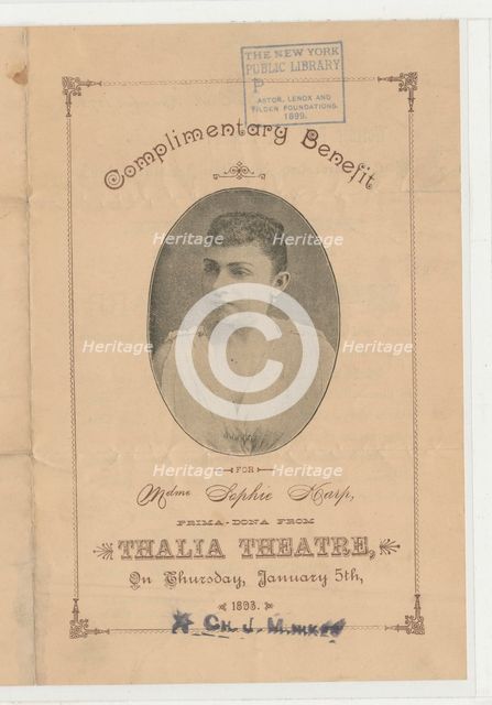 Mdme. Sophie Karp, c1893-01-05. Creator: Unknown.