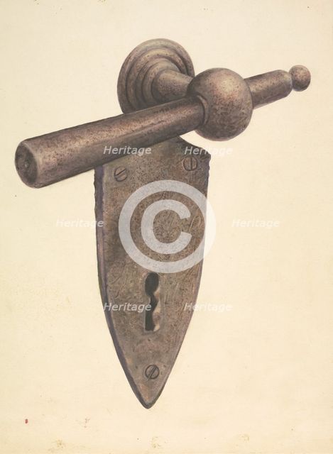 Metal Door Lock, c. 1937. Creator: Earl Butlin.