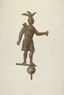 Metal Indian Weather Vane, c. 1940. Creator: John W Kelleher