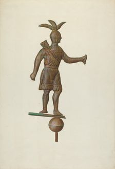 Metal Indian Weather Vane, c. 1940. Creator: John W Kelleher