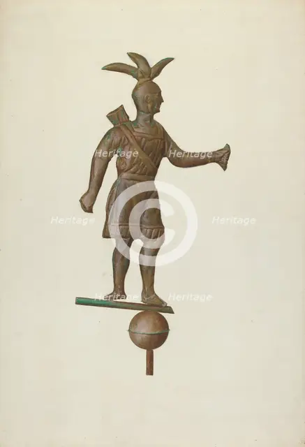 Metal Indian Weather Vane, c. 1940. Creator: John W Kelleher.