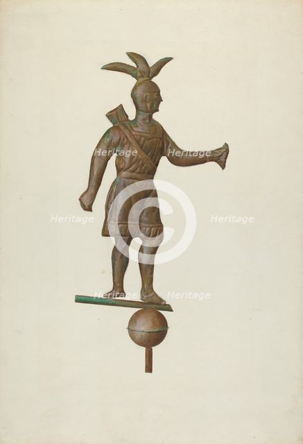 Metal Indian Weather Vane, c. 1940. Creator: John W Kelleher.