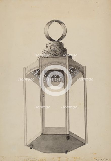 Metal Lantern, c. 1936. Creator: Margaret K. Moore.
