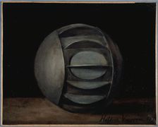 Metal sphere used during the siege of 1870-71, for sending mail dispatches by water, 1872. Creator: Helene Vonoven