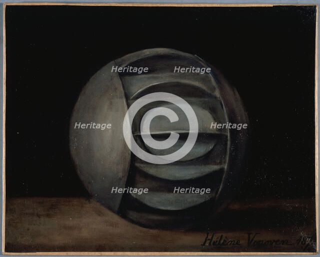 Metal sphere used during the siege of 1870-71, for sending mail dispatches by water, 1872. Creator: Helene Vonoven.
