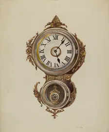 Metal Wall Clock, c. 1938. Creator: Peter Connin