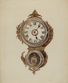 Metal Wall Clock, c. 1938. Creator: Peter Connin