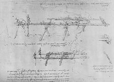 Method of Constructing a Trestle Bridge c1480 (1945). Artist: Leonardo da Vinci