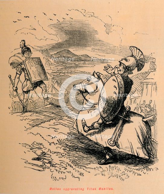 'Metius aggravating Titus Manlius', 1852. Artist: John Leech.