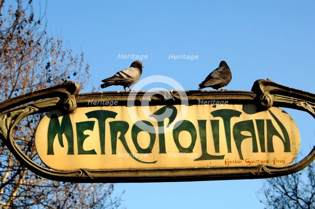 Metro station by Hector Guimard (1867-1942), Art Nouveau style, Paris, France, 2008. Creator: Unknown.