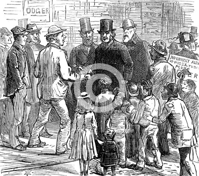 Metropolitan Boroughs election sketches: the working-man's friend, 1874. Creator: Unknown.