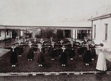 Metropolitan Lunatic Asylum, Kew, Victoria, Australia: female patients exercising, c1890s.. Creator: Unknown
