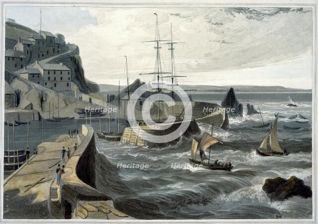 'Mevagissey, Cornwall', 1825. Artist: William Daniell
