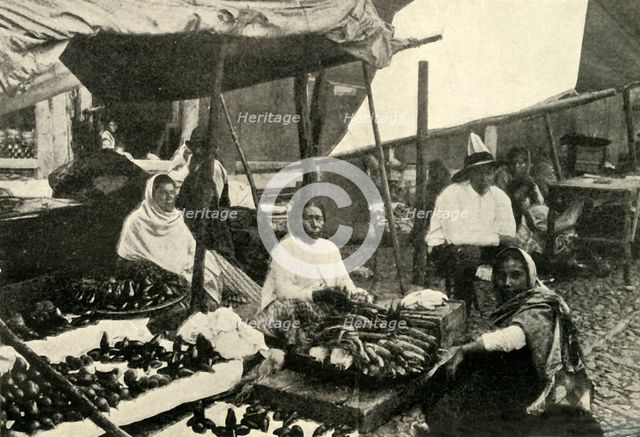 'Mexican Peon Life: Typical Village Market-Place', 1919. Creator: Unknown.