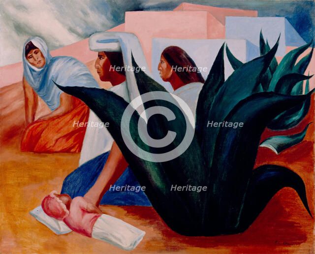 Mexican Pueblo, 1932. Creator: Jose Clemente Orozco.