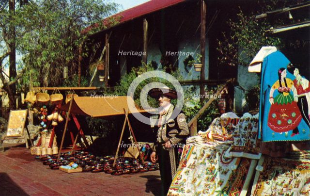 Mexican street merchant, Olvera Street, Los Angeles, California, USA, 1953. Artist: Unknown